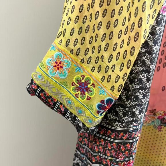 $880 NWOT Johnny Was Long Reversible Silk Embroidered Bohemia Kimono Size S - Picture 10 of 16